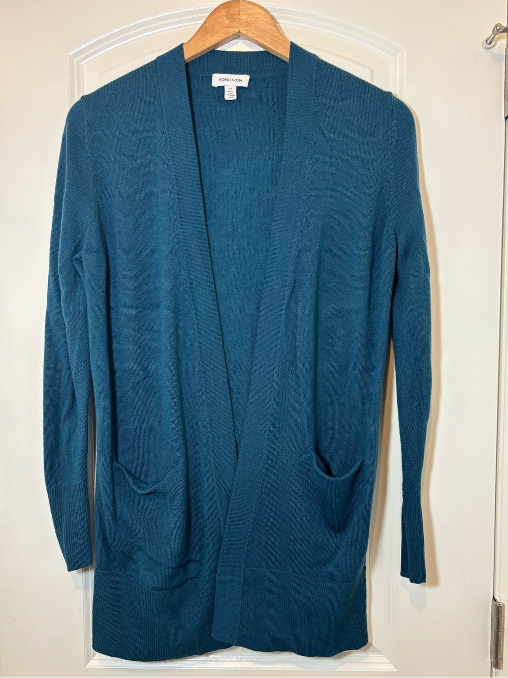Nordstrom Teal Open-Front Cardigan with Pockets